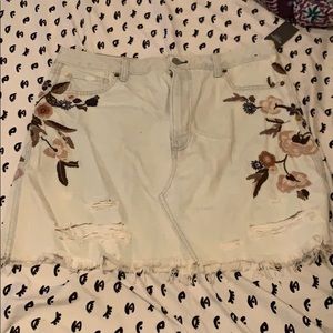 embroidered jean skirt